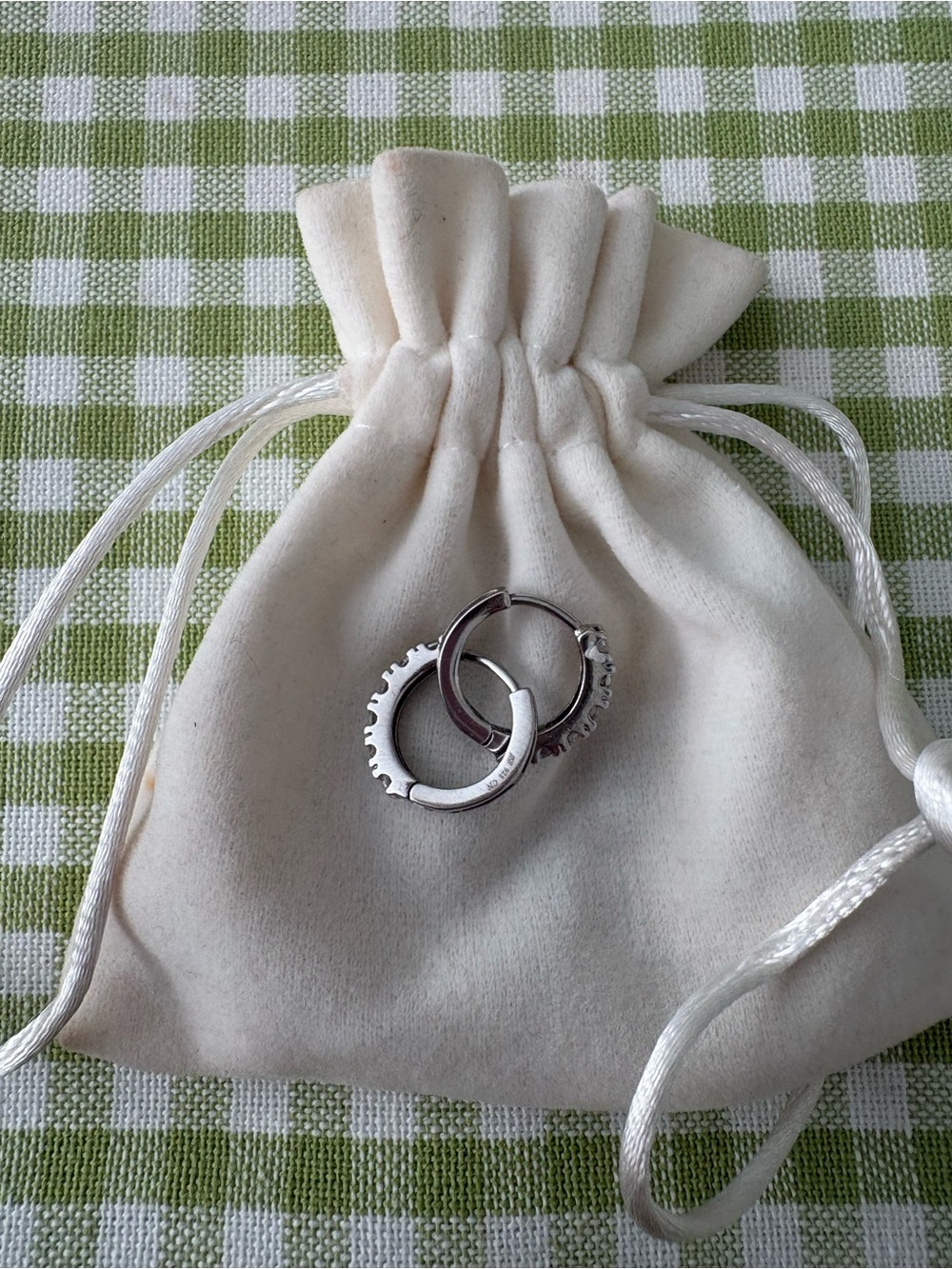 Sterling Silver Huggie Hoop Earrings - White Silver